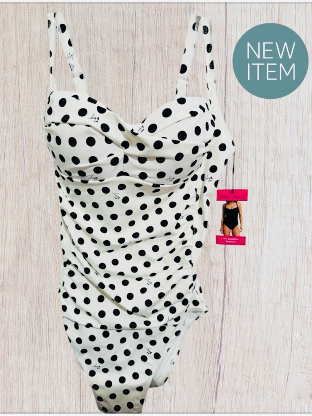 New Betsey Johnson Polka Dot One-Piece Swimsuit - Black & White,Price is Firm